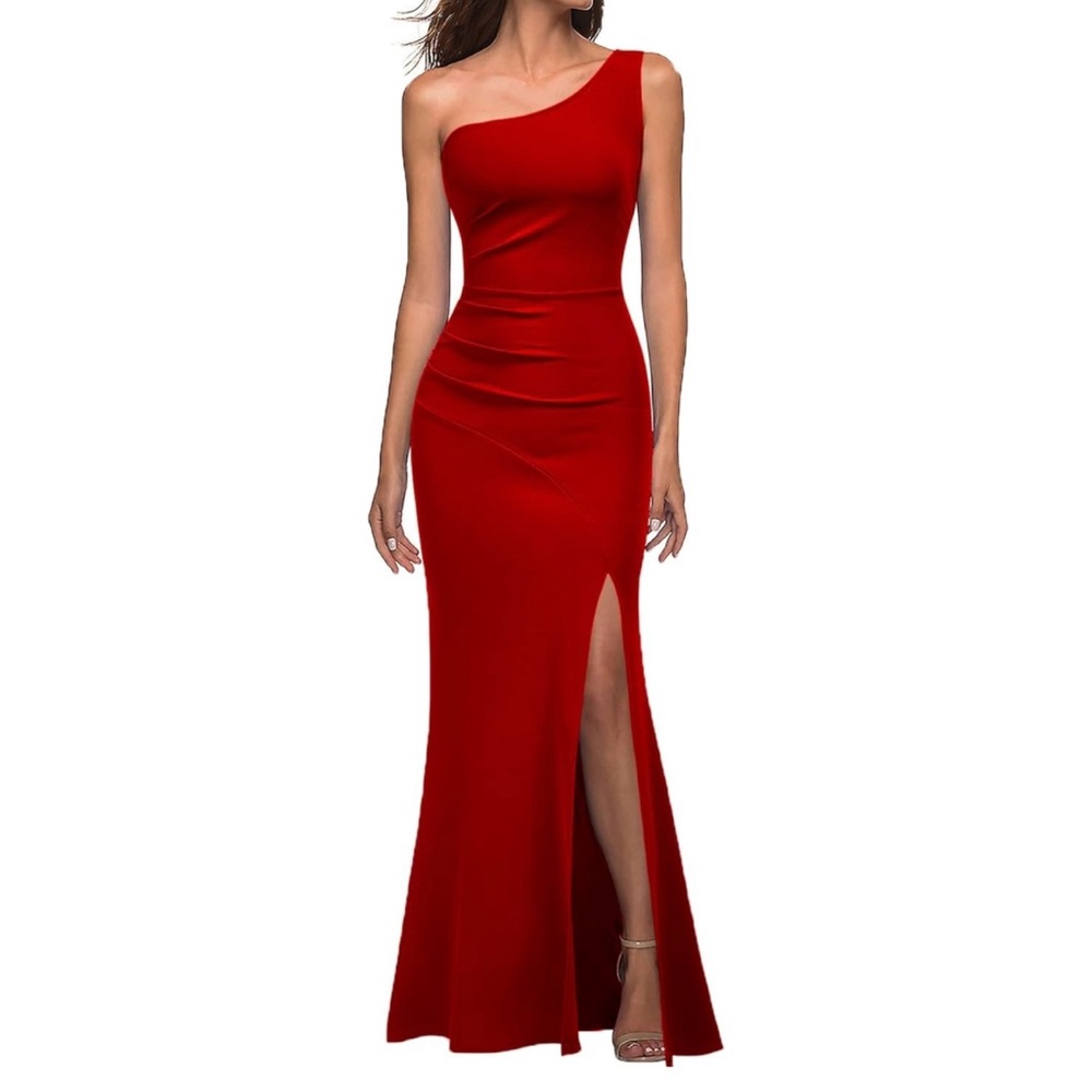 One Shoulder Sleeveless Bodycon Mermaid high Split Cocktail Long Formal Dress
